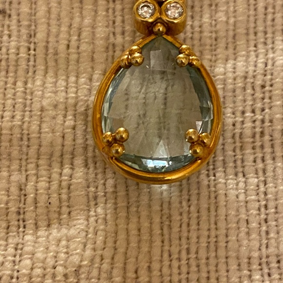 Temple St Clair Aquamarine Gold &  Diamond Pendant - Picture 14 of 15